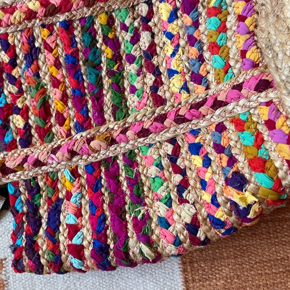 NWT Matr Boomie rainbow repurposed sari jute tote bag - Picture 2 of 12